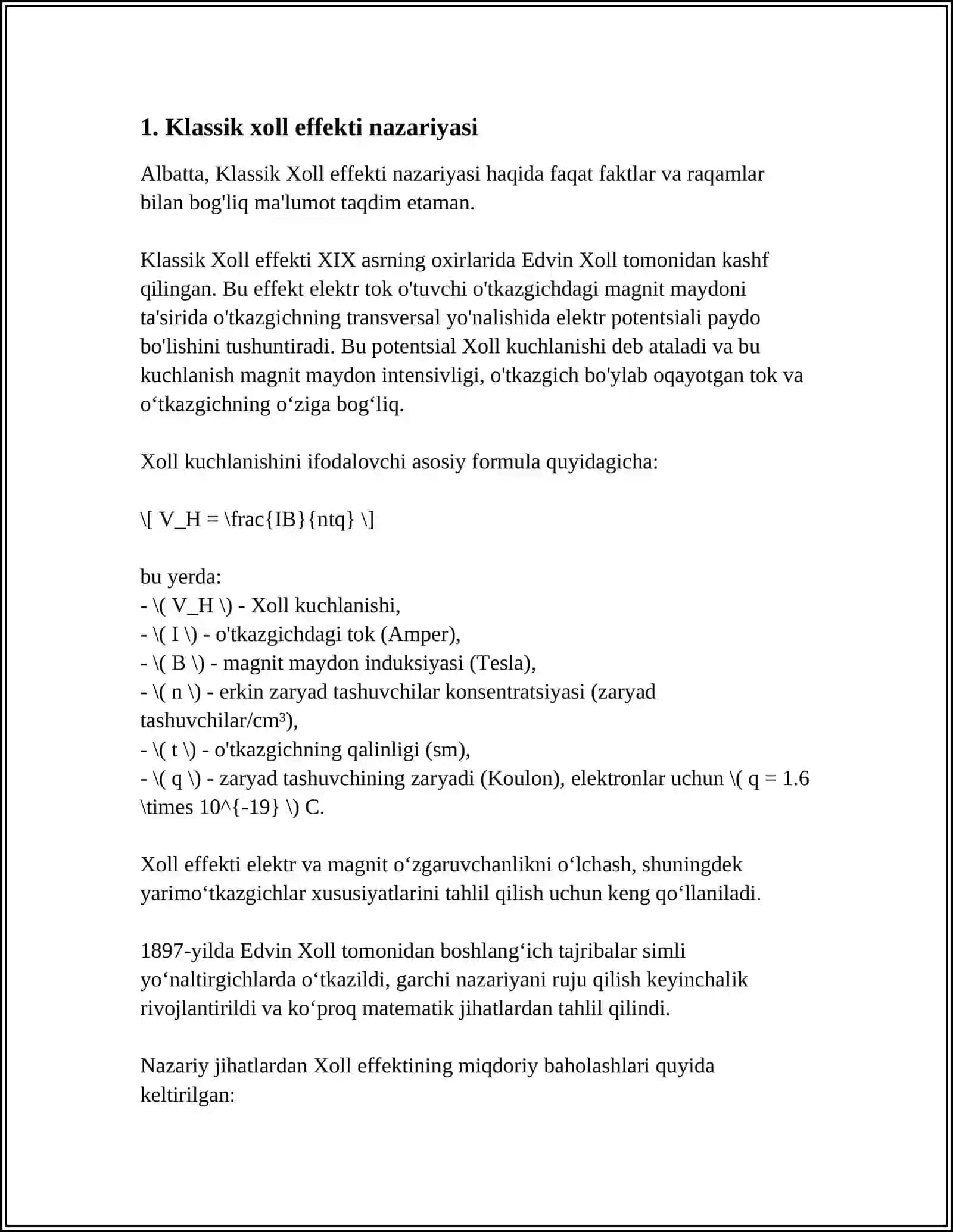 KLASSIK VA KVANT XOLL EFFEKTI 3