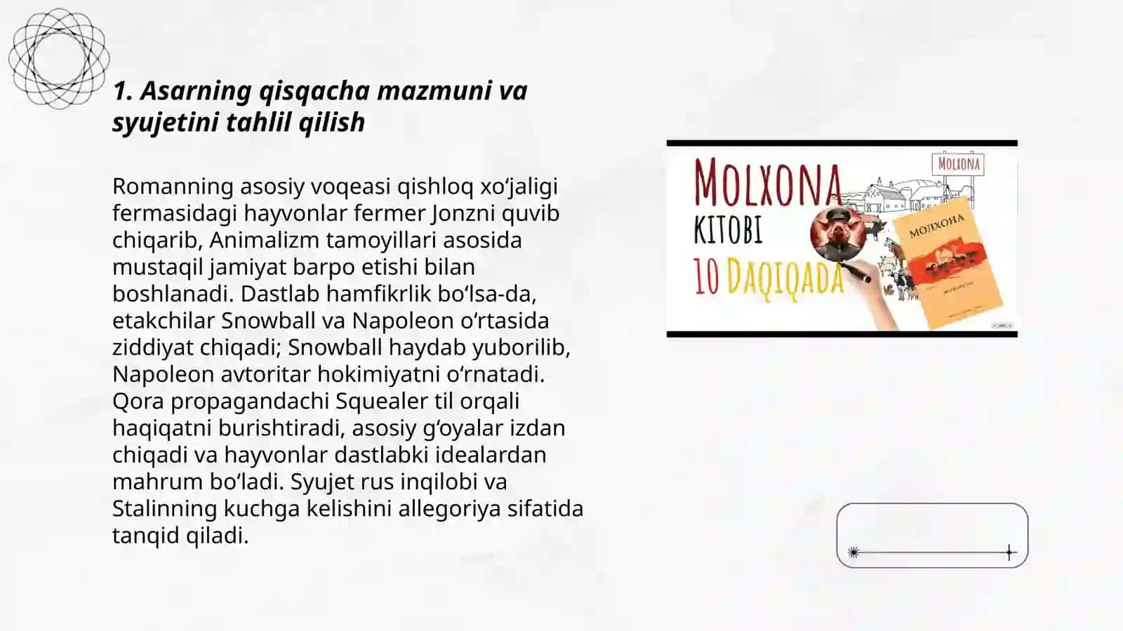 Jorj Oruelning “Molxona” asari 3