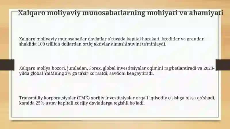 Xalqaro moliyaviy munosabatlar 3