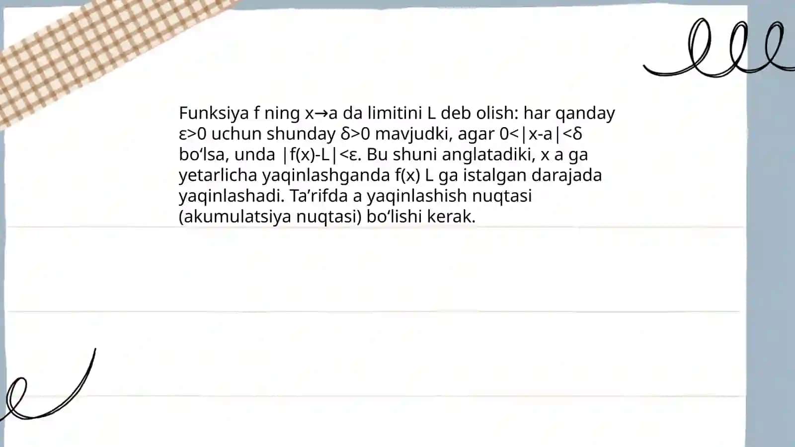 Funksiyaning limintining tariflari 3
