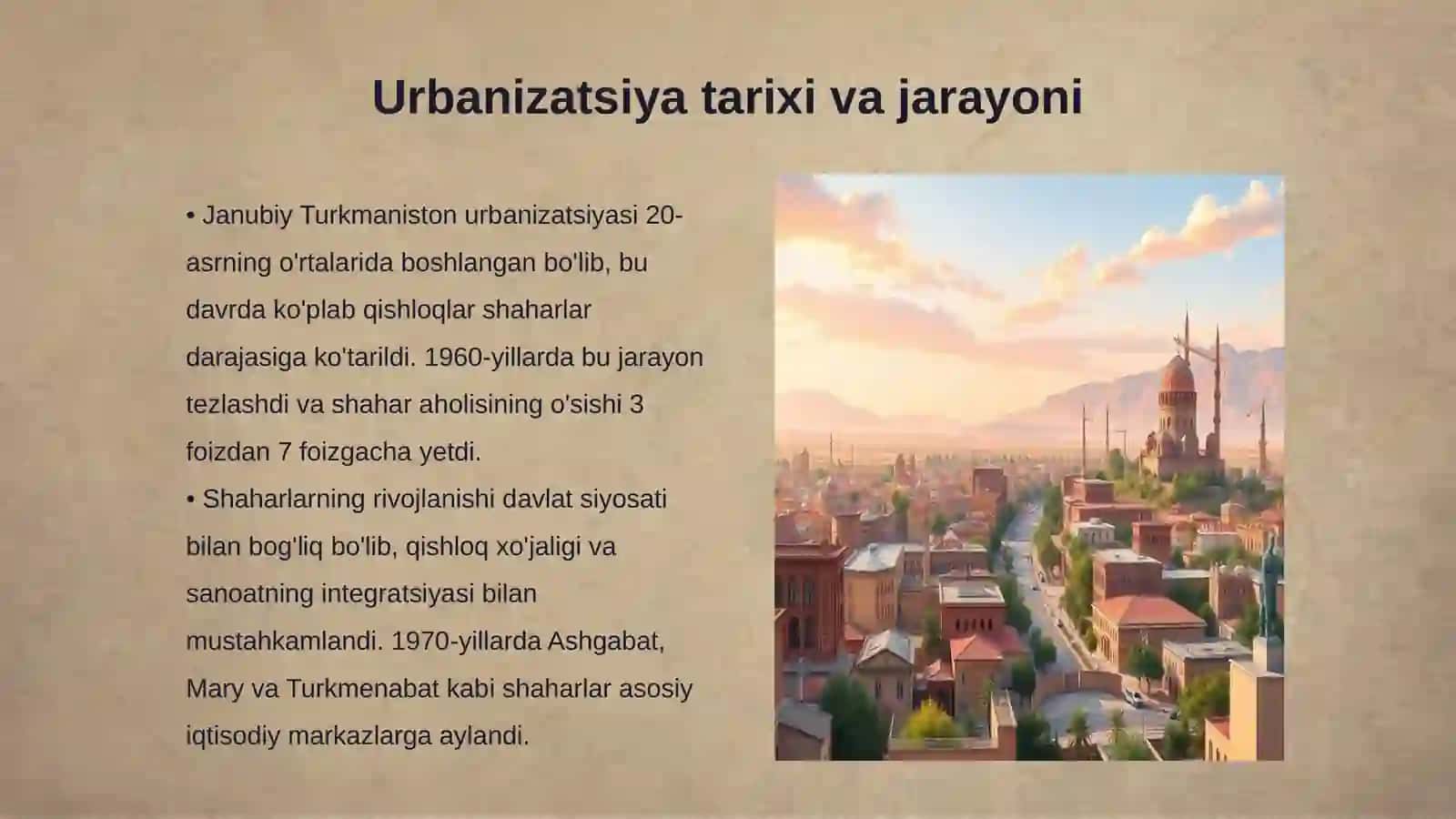 Janubiy Turkmaniston shaharlari urbanizatsiyasi 3