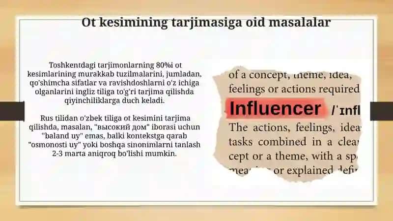 Ot kesimlarining tarjimasiga oid masalalar 3