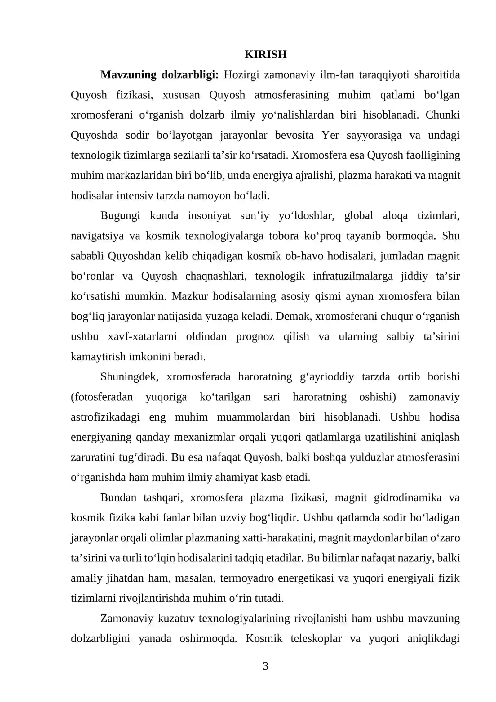 Quyosh xromosferasi va uning fizik tabiati 3