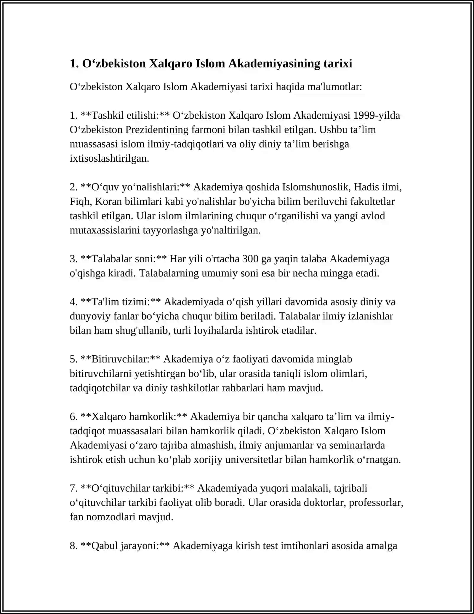 Oʻzbekiston Xalqaro Islom Akademiyasi 3