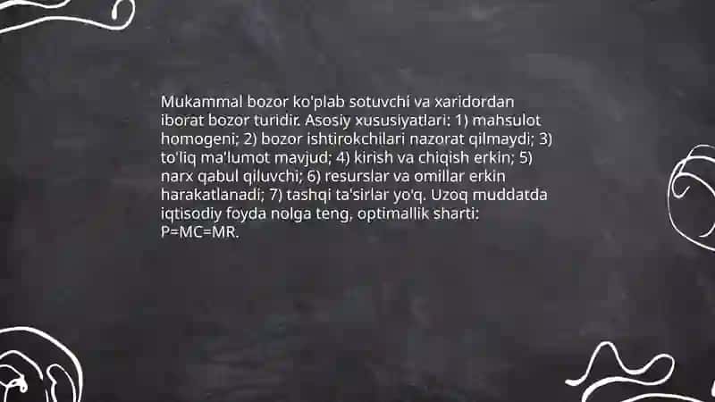 Mukammal bozorda raqobat va monopoliya 3