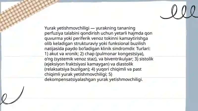 Yurek yetishmovchiligi kasalligi 3