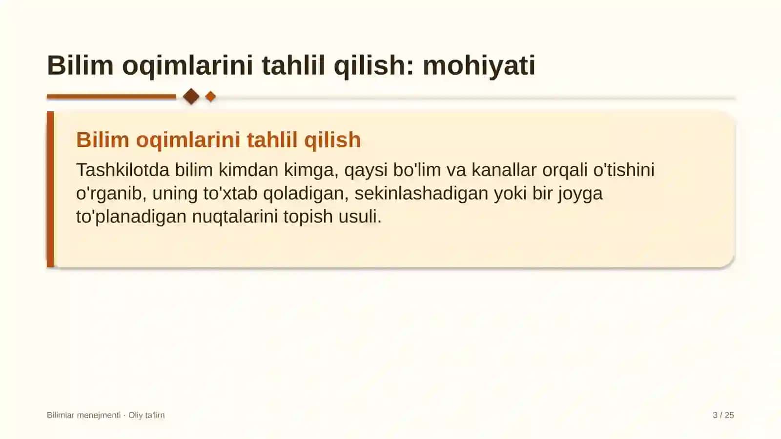 Bilimlar Menejmenti · Oliy Ta'lim 3
