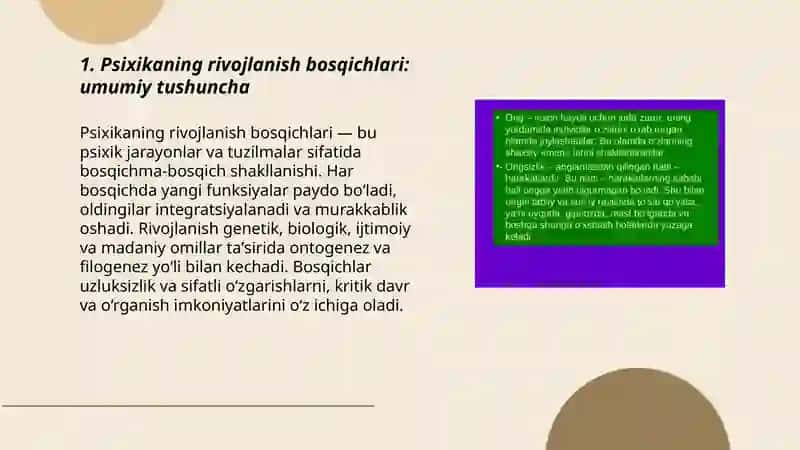 Psixika taraqqiyot bosqichlari 3