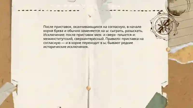Гласные и, ы в корне после русских приставок 3