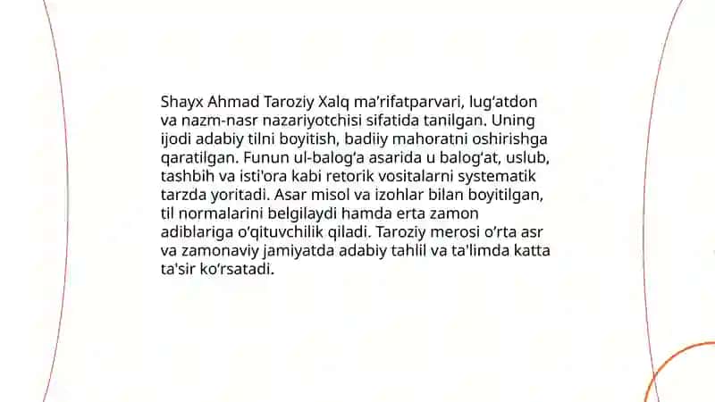 Shayx Axmad Taroziyning Funun ul balog'a asari 3