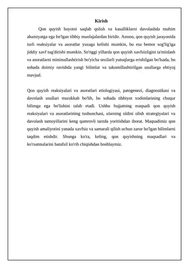 Qon Quyish Reaksiyalari va Asoratlari 3