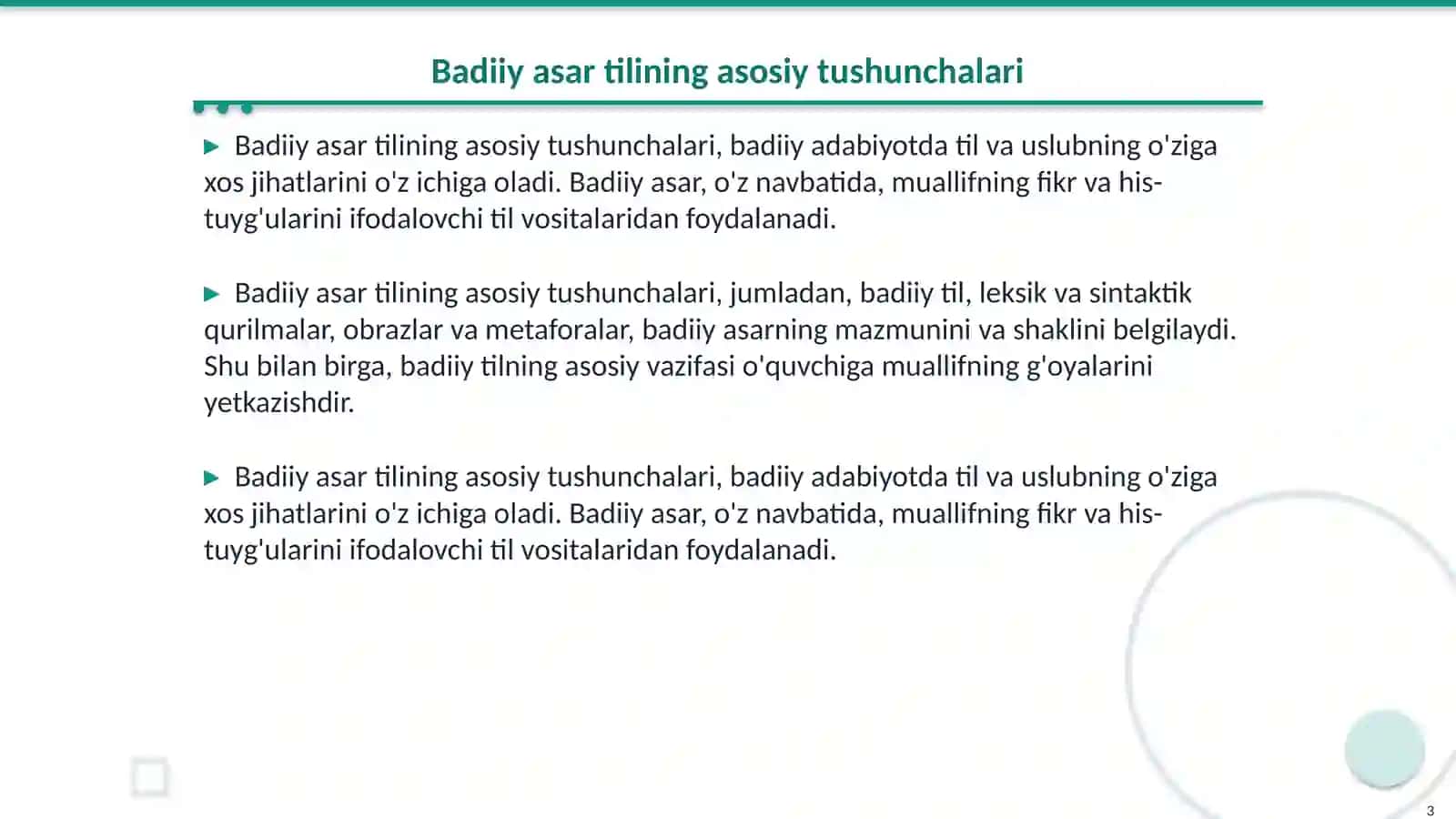 Badiiy asar tilining stilistik xususiyatlari 3