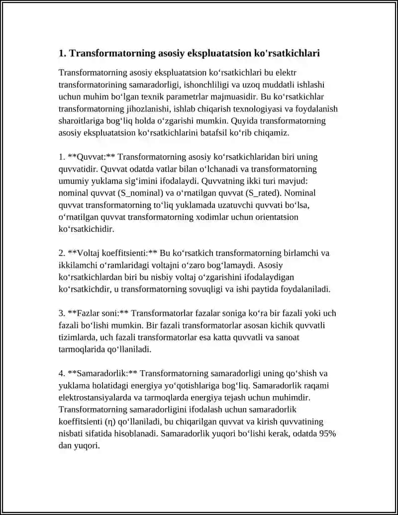 TRANSFORMATORNI EKSPLUATASTION HARAKTERISTIKALARI 3