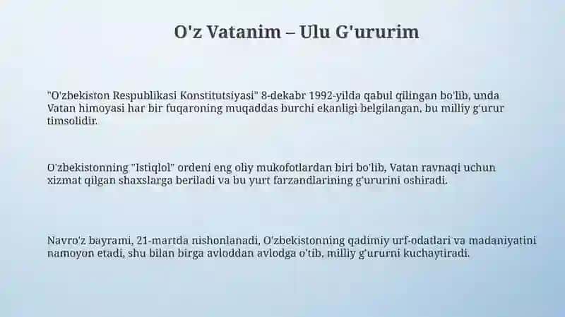 O'z Vatanim – Ulu G'ururim 3