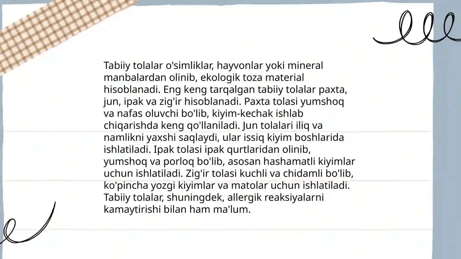 Tabiiy va kimyoviy tolalar 3