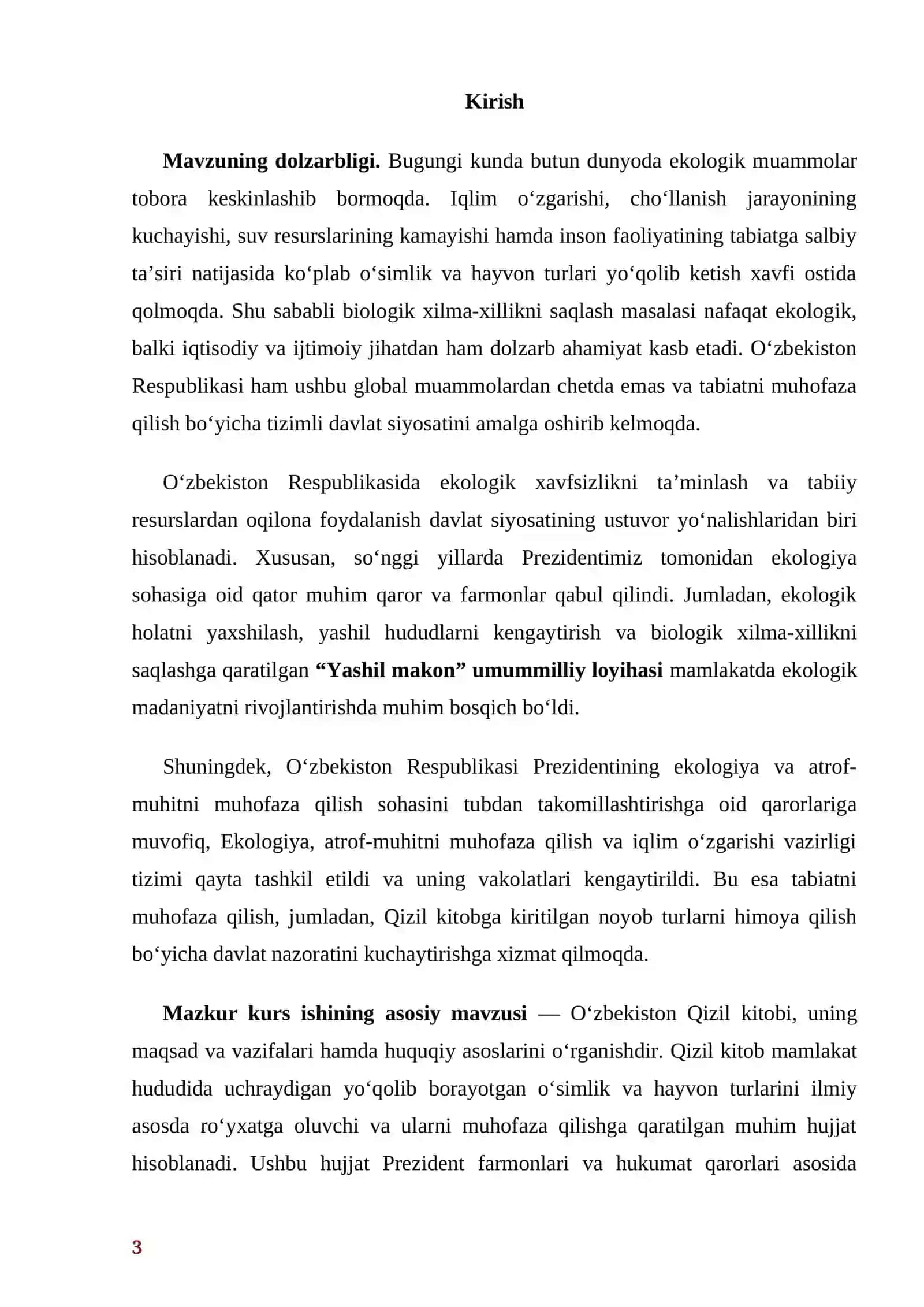 O'zbekiston Qizil kitobi uning maqsad va vazifalari 3