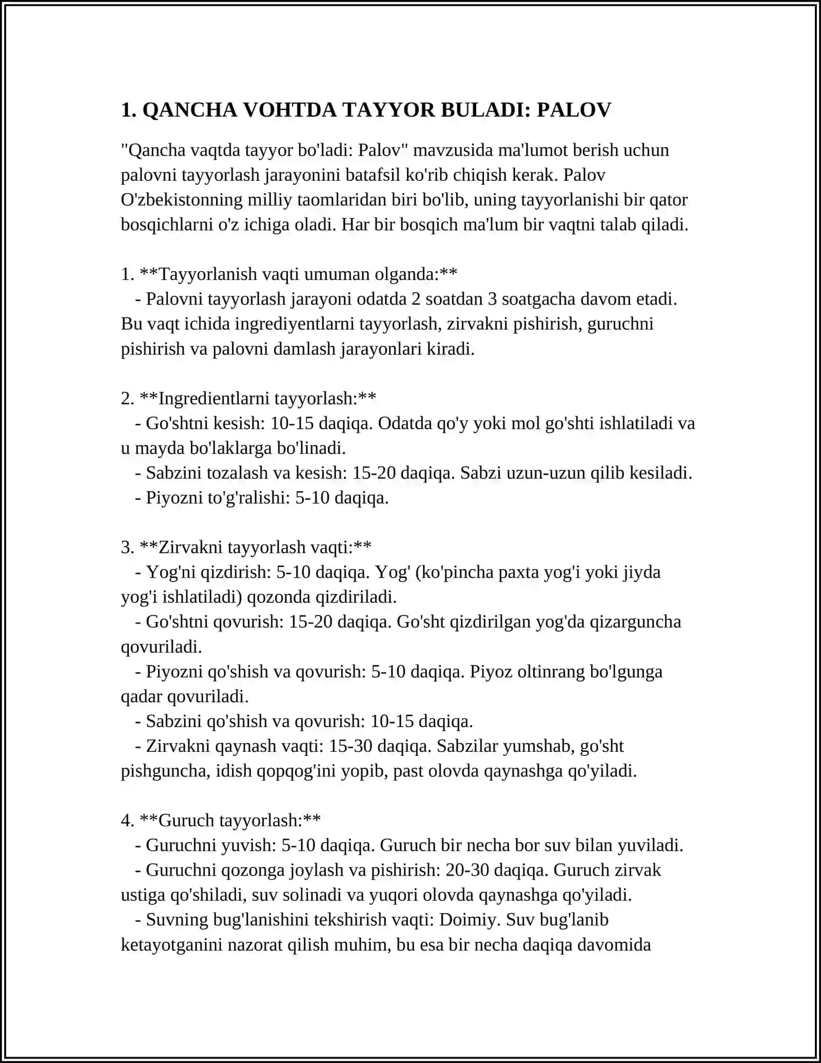 QANCHA VOHTDA TAYYOR BULADI: PALOV 3
