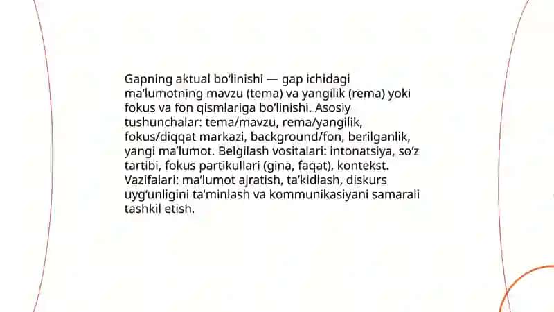Gapning aktual bo‘linishi 3
