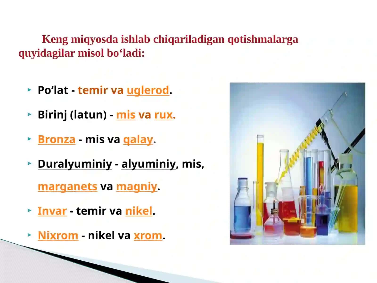 Qotishmalar.Metallarning korroziyasi va undan saqlash usullari 3