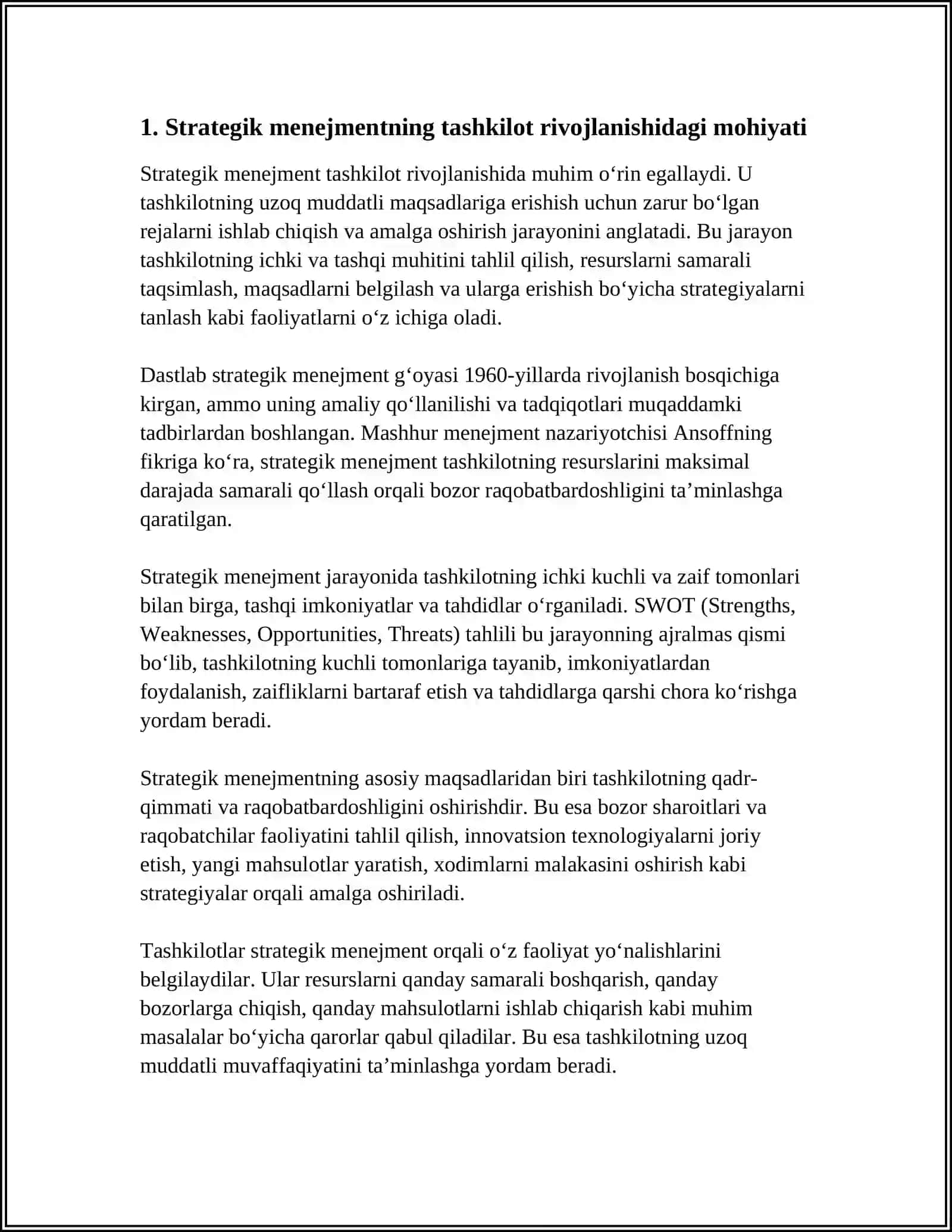 STRATEGIK MENEJMENTNING MOHIYATI 3