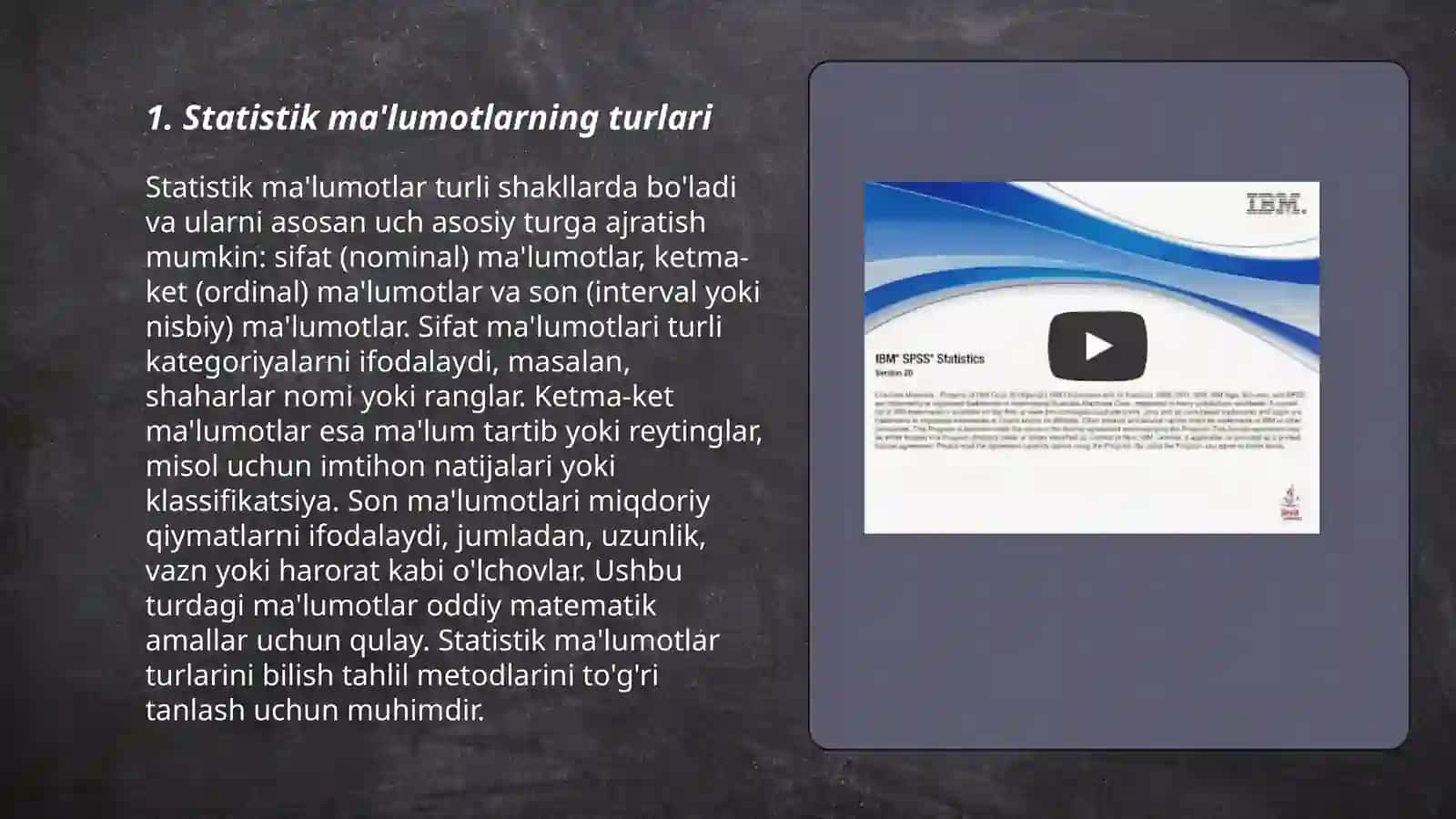 Amaliy statistikaning oʻziga xosligi 3