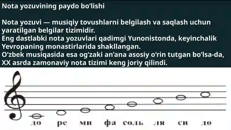 NOTA YOZUVI. XALQ MUSIQA LADLARI 3