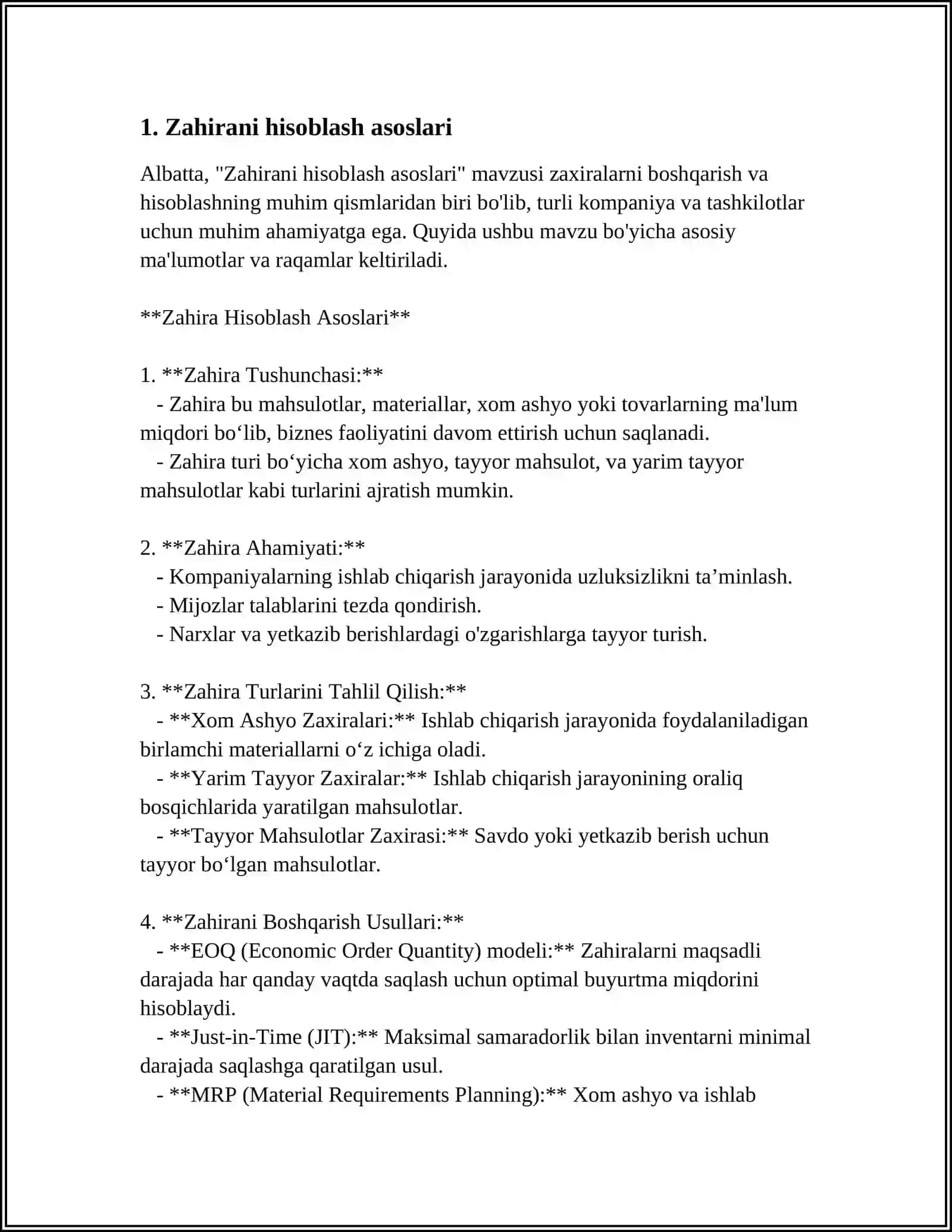 ZAHIRANI HISOBLASH PARAMETRLARI VA ANIQLASH USULLARI 3