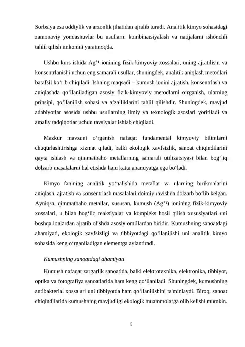 Ag⁺ (Kumush) ionining xossalari va ularni o‘rganishi 3