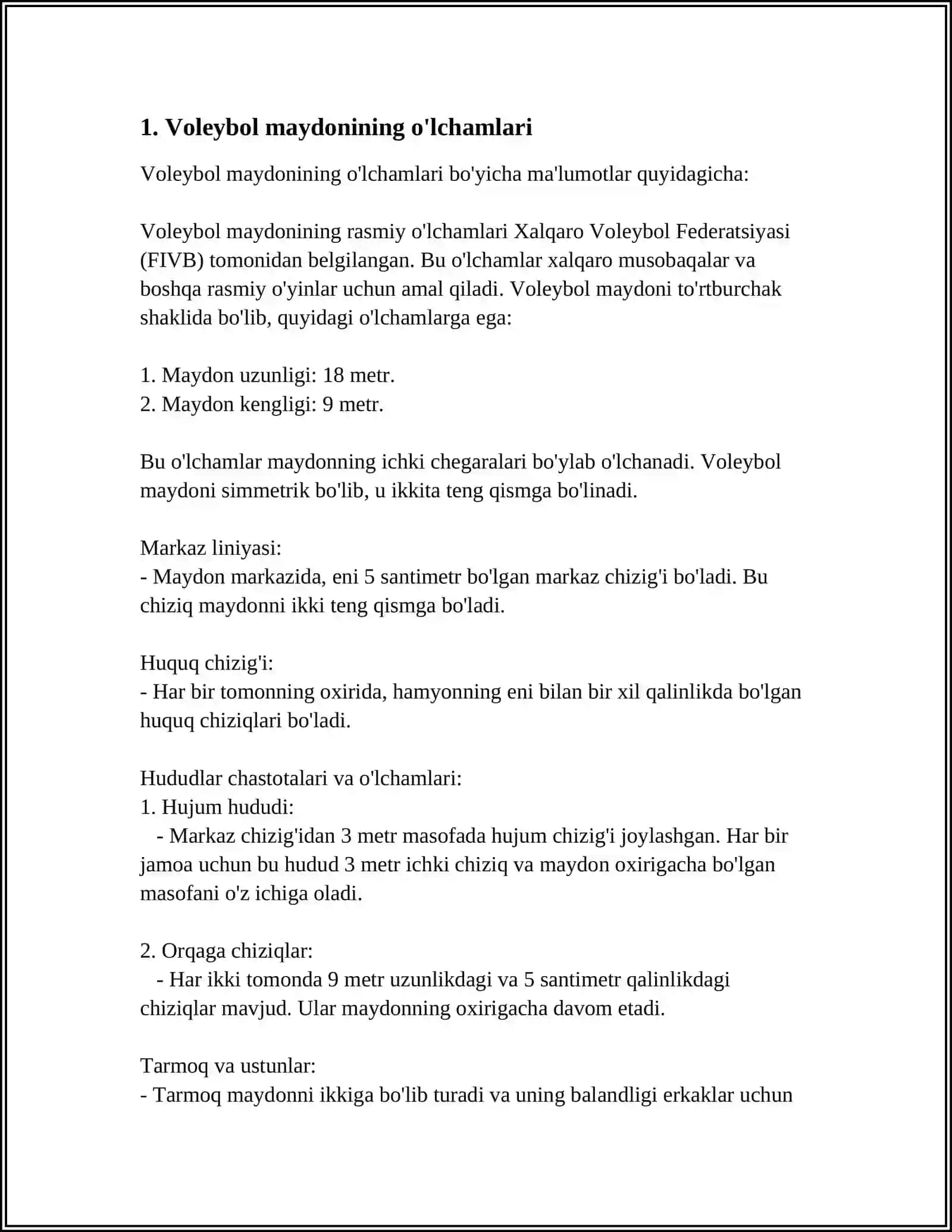 Voleybol O'yin Qoidalari va Uni Tashkil Qilish 3