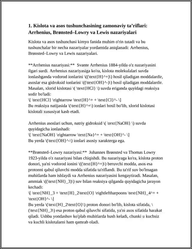 Kislota va asos haqida zamoni tushunchalar 3