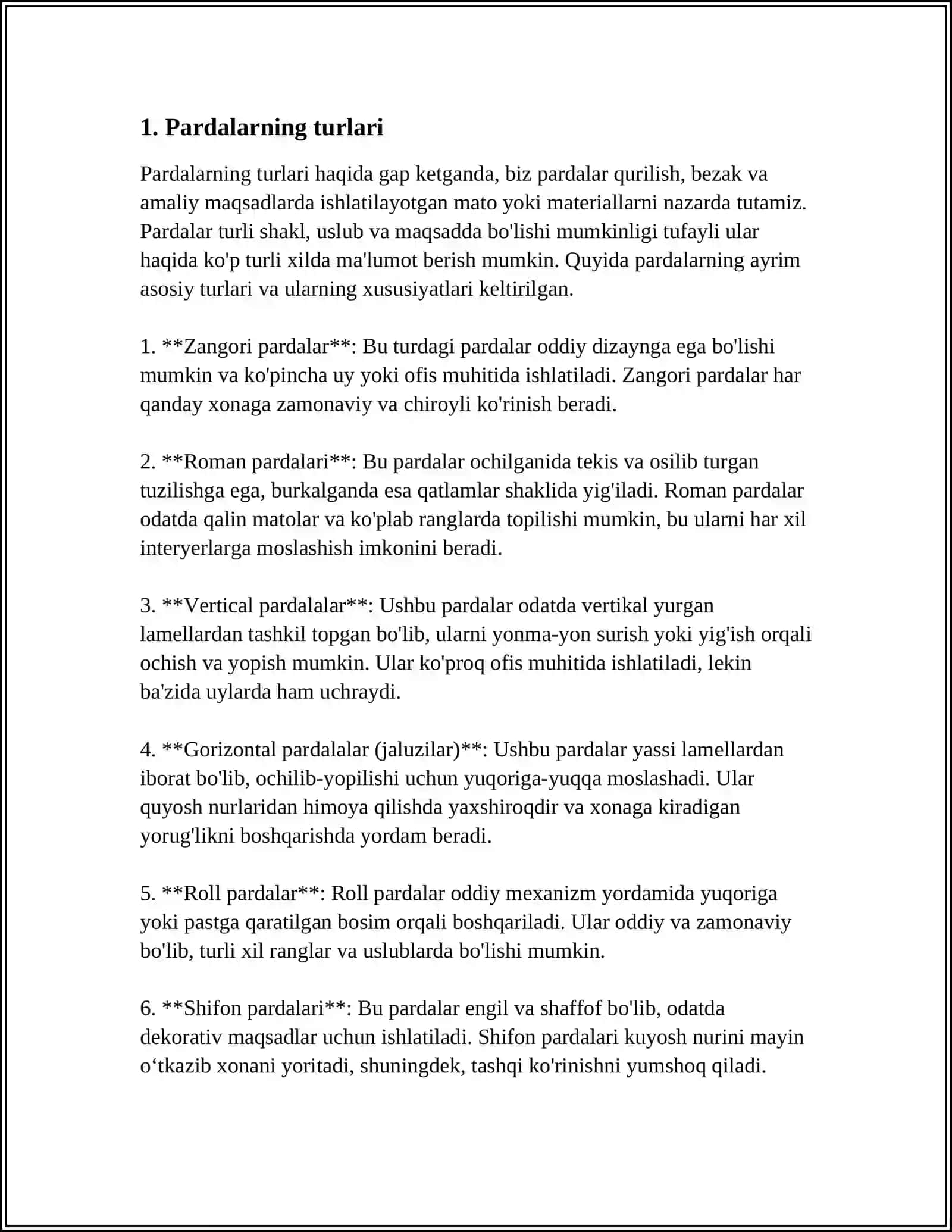 PARDA DEVOR TURLARI VA ULARGA QO‘YILADIGAN ASOSIY TALABLAR 3