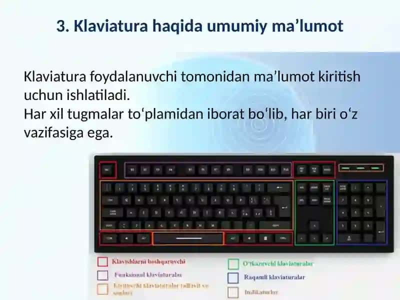 kompyuterning texnik ta’minoti va klaviatura tugmalari haqida tushuncha 3
