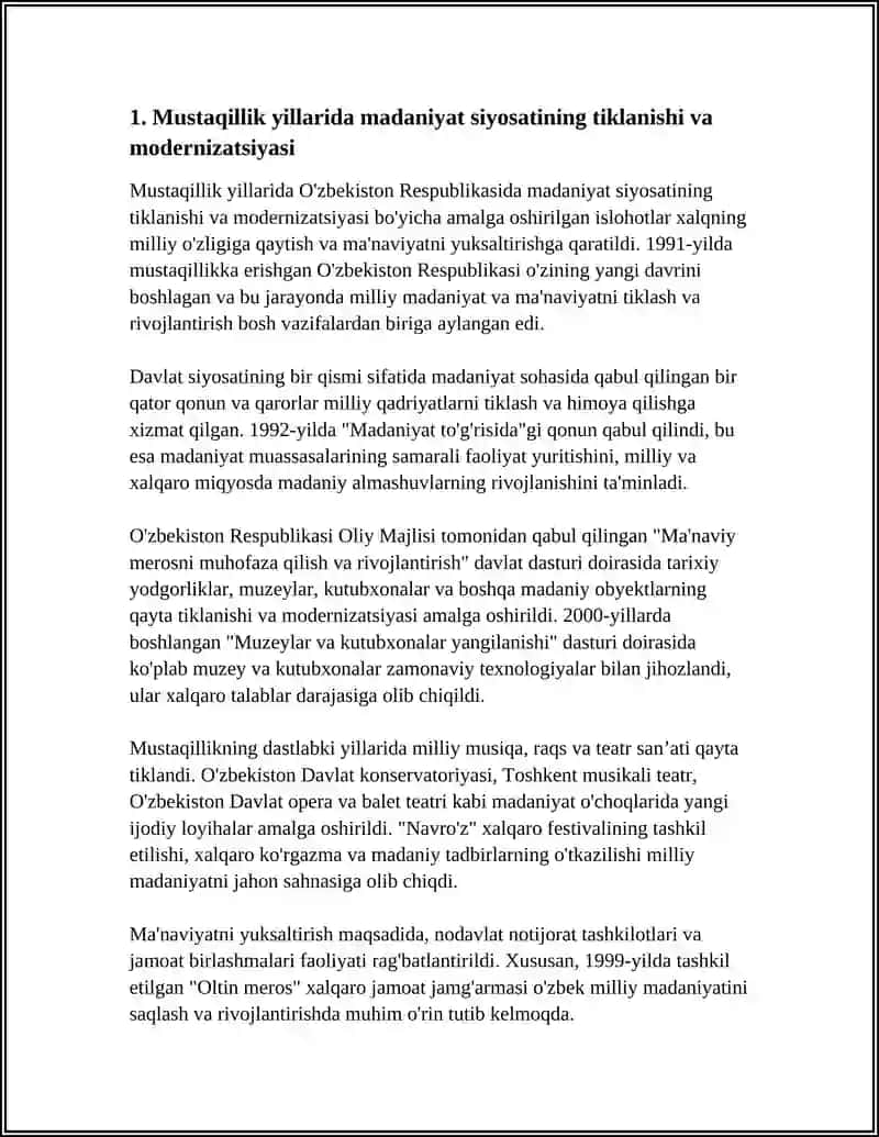 MUSTAQILLIK YILLARIDA MADANIY VA MA'NAVIY SOHALARDAGI ISLOHOTLAR 3