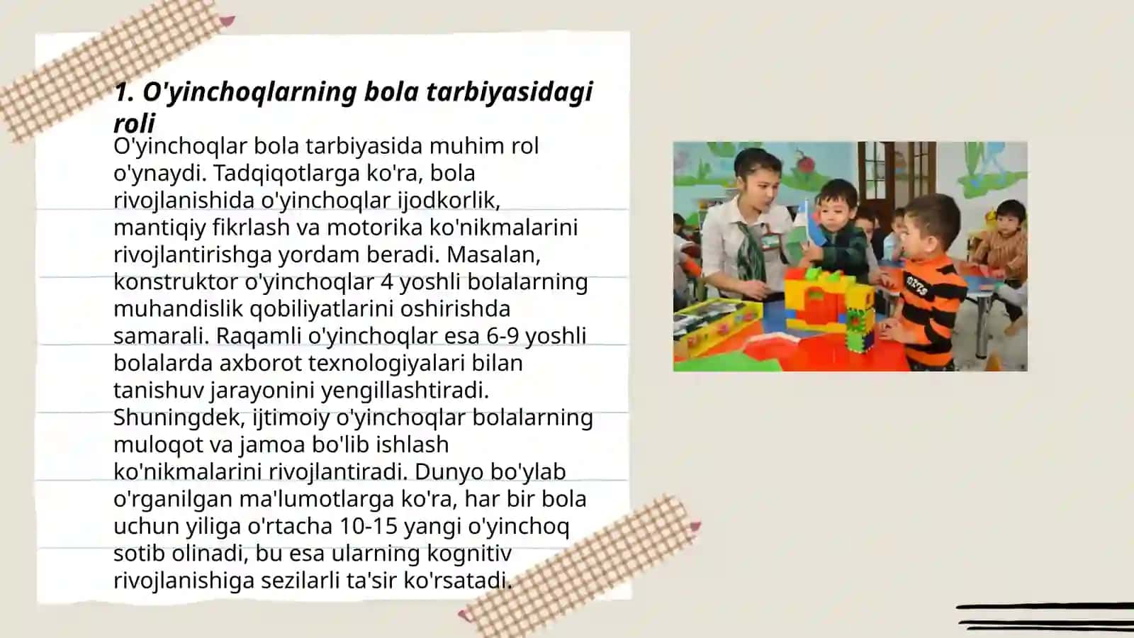 Bola tarbiyasida oʻyinchoqning ahamiyati 3