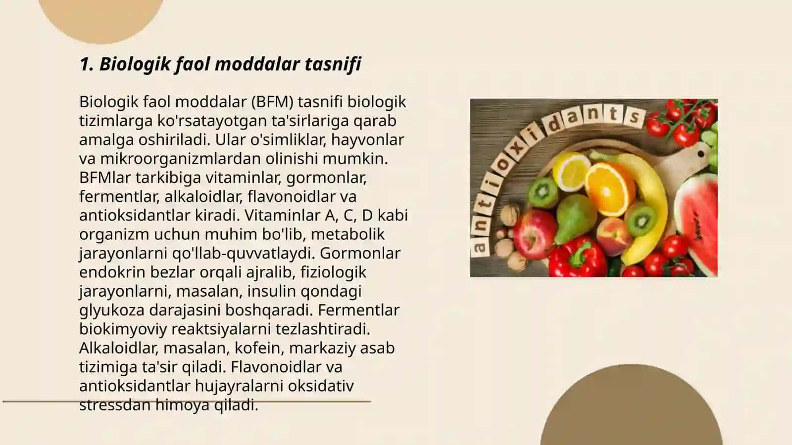 Biologik faol moddalar va antioksidantlarning miqdorini aniqlash 3