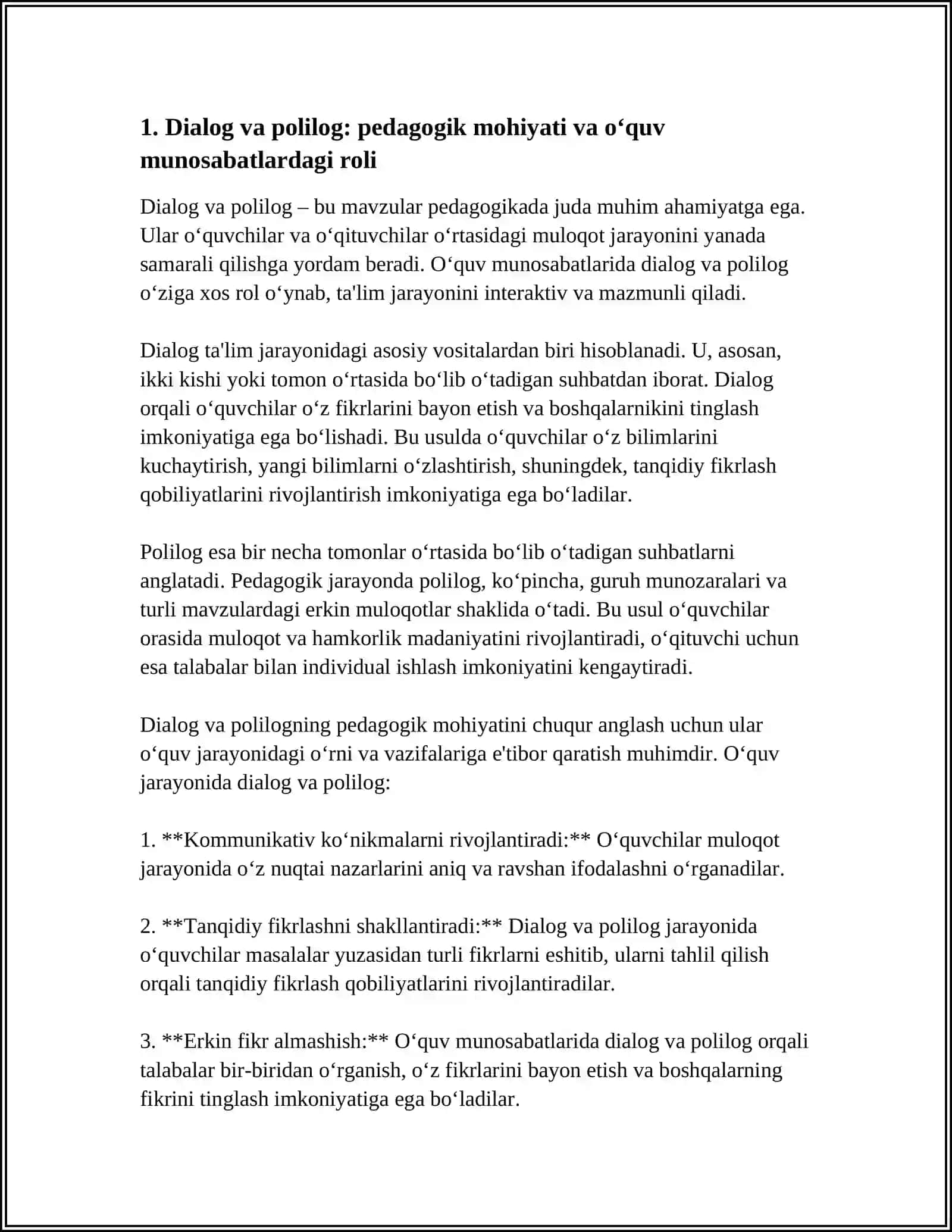 DIALOG, POLILOG OʻQUV MUNOSABATLARI 3