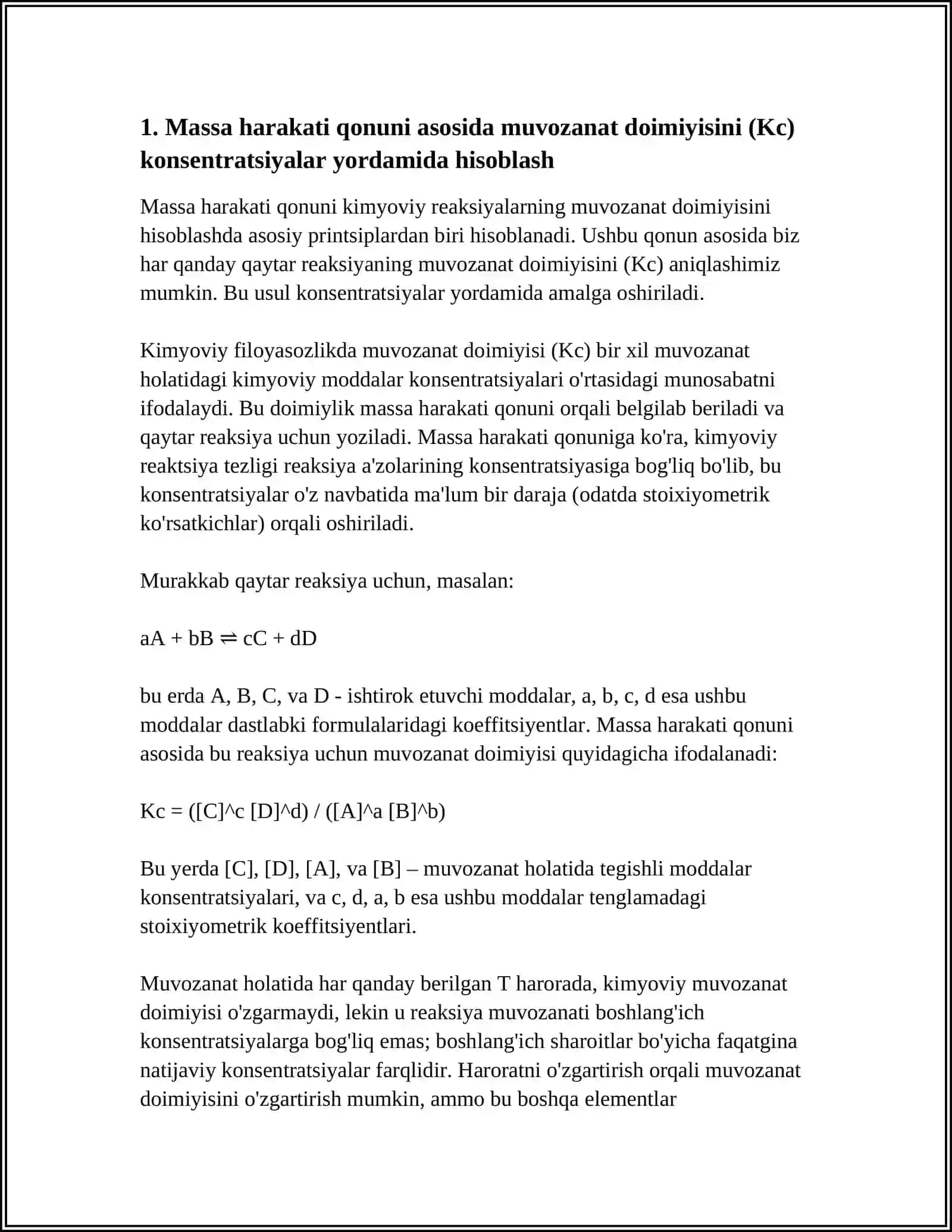 KIMYOVIY MUVOZANAT DOIMIYSINI HISOBLASH USULLARI 3