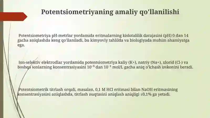 Potentsiometriya va potansiyometrik titrlash 3