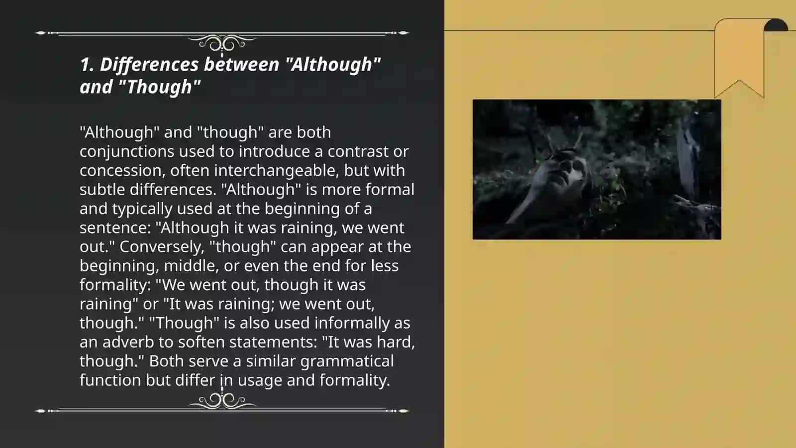 Differences between "Although" and "Though" 3