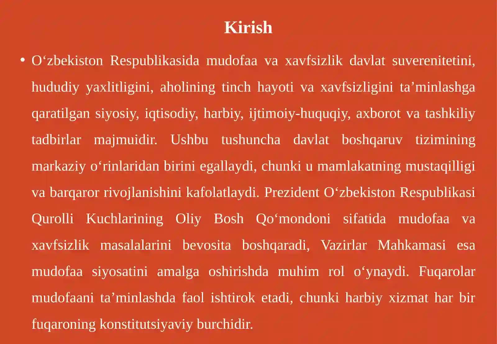 O‘zbekiston Respublikasida mudofaa va xavfsizlik 3