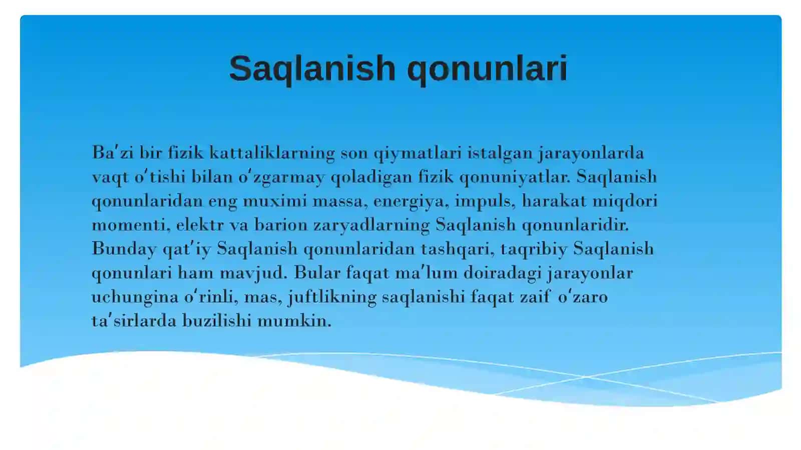 Modellashtirishda tabiatning saqlanish  qonunlarian Foydalanishga  doir  misollar 3