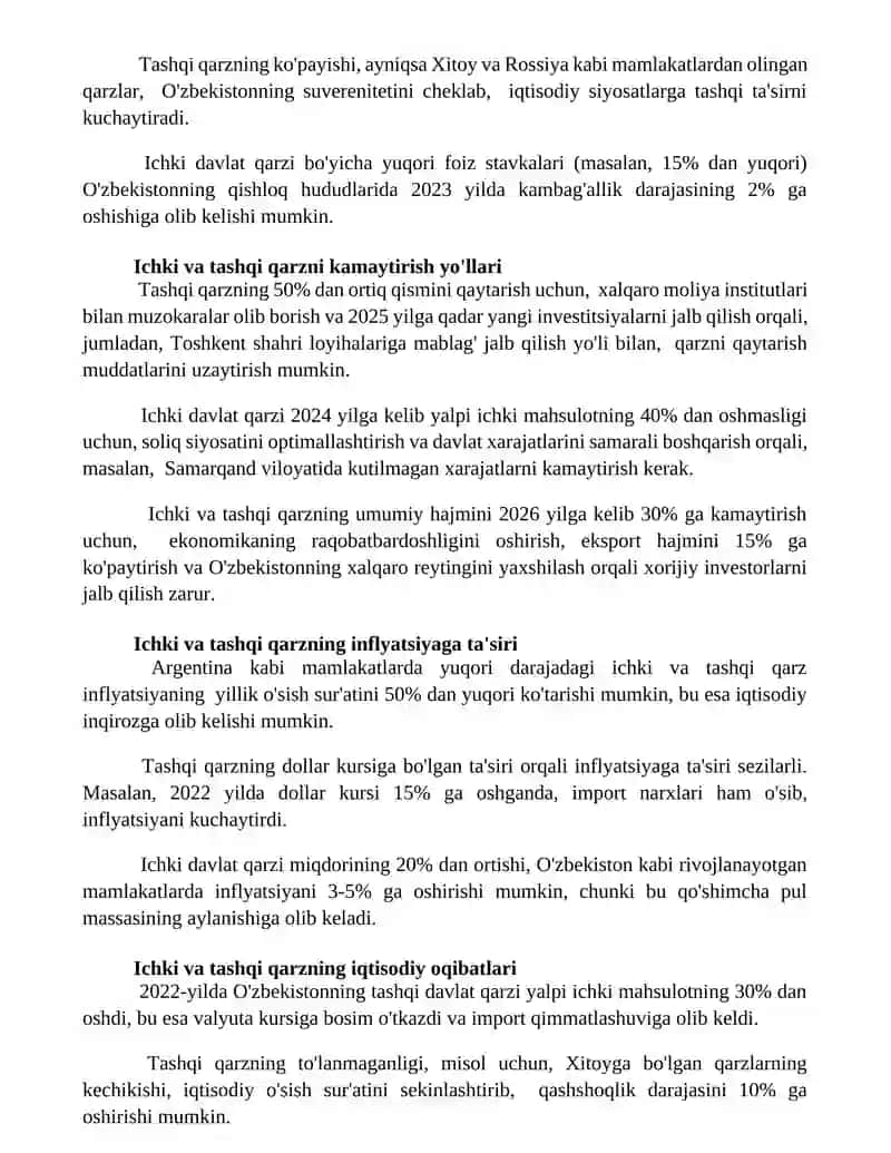 Ichki va tashqi davlat qarzining oʻzaro bogʻliqligi 3