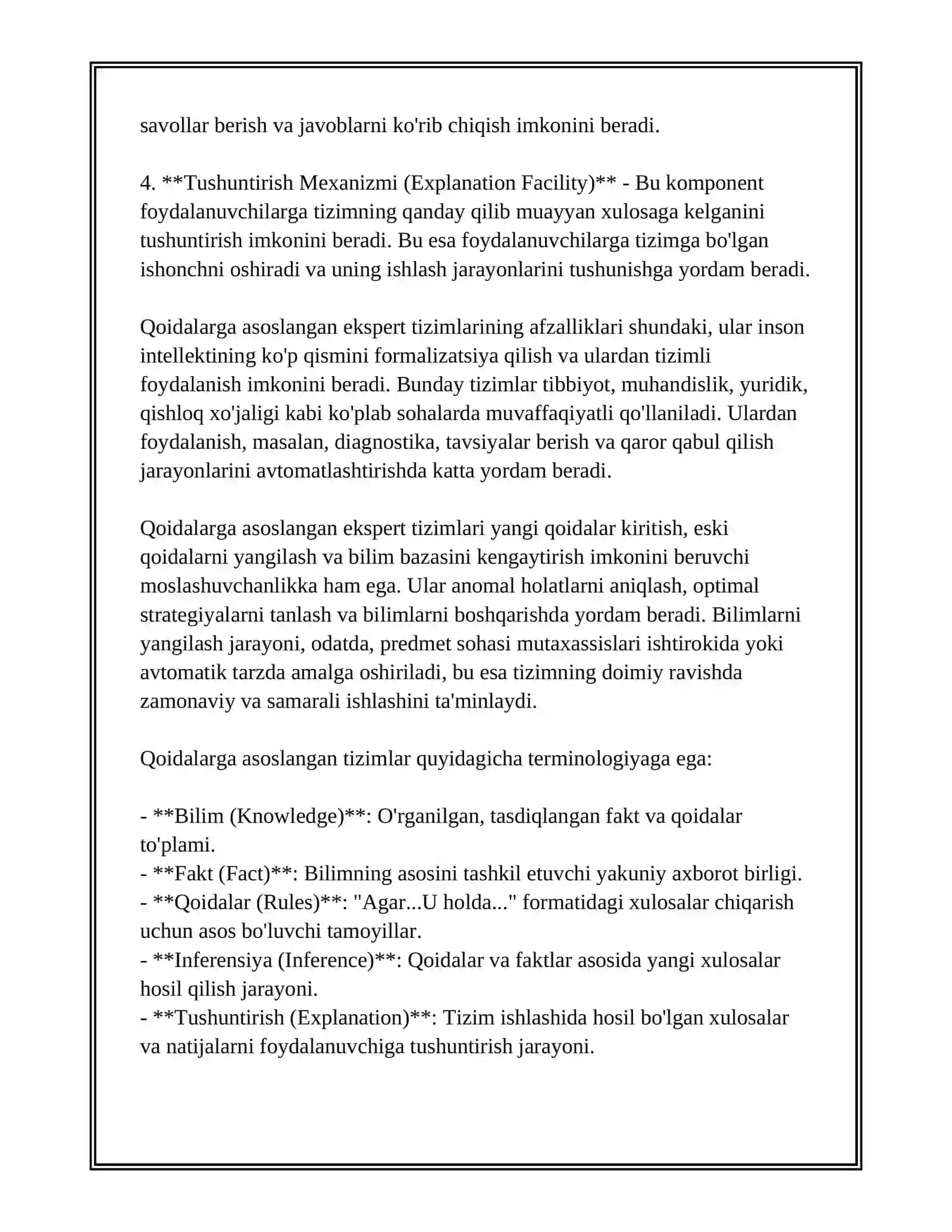 QOIDALAR ASOSIDA ISHLOVCHI EKSPERT TIZIMLAR TERMINOLOGIYASI 3