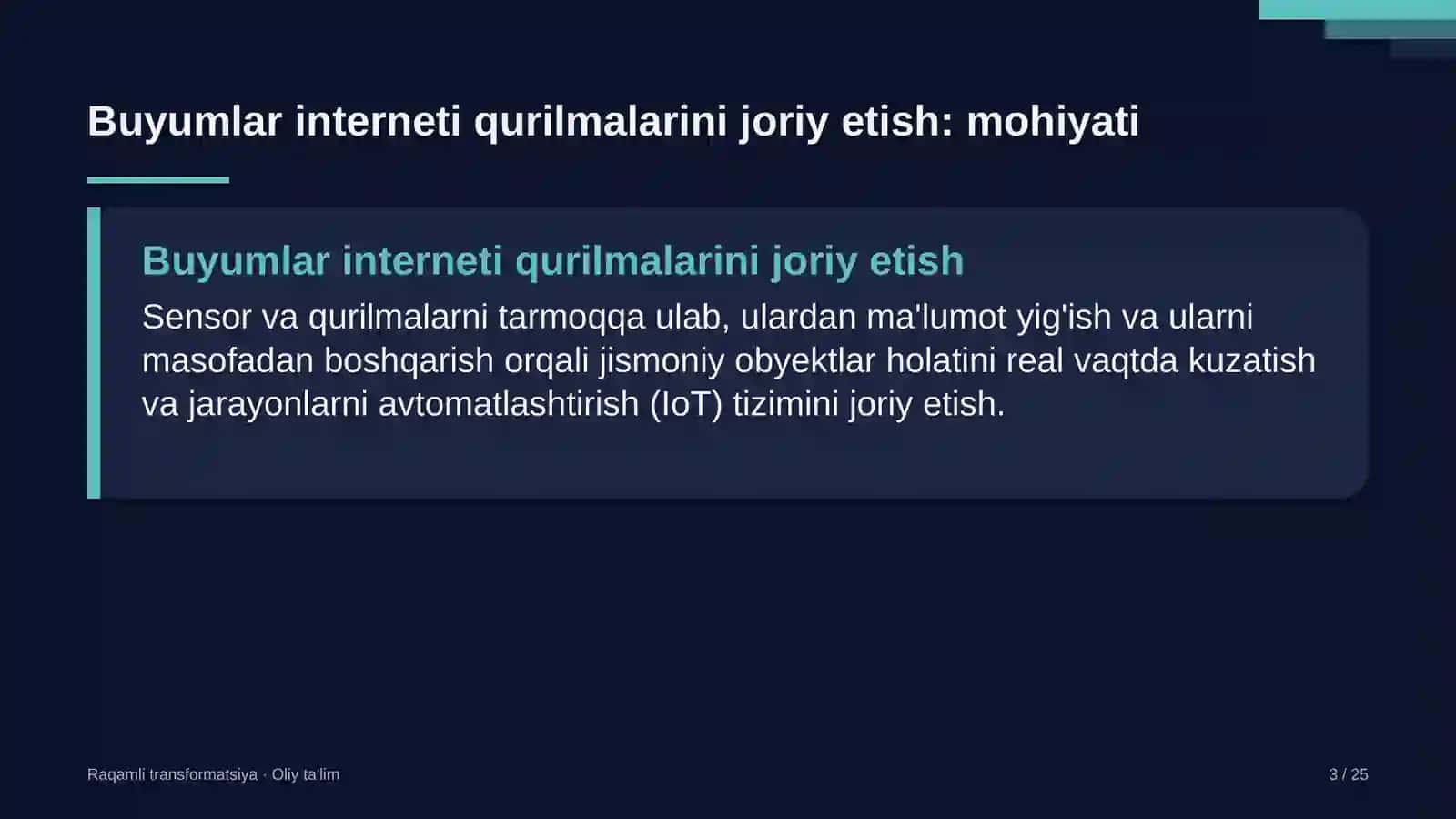 Raqamli TRANSFORMATSIYA · OLIY TA'LIM 3