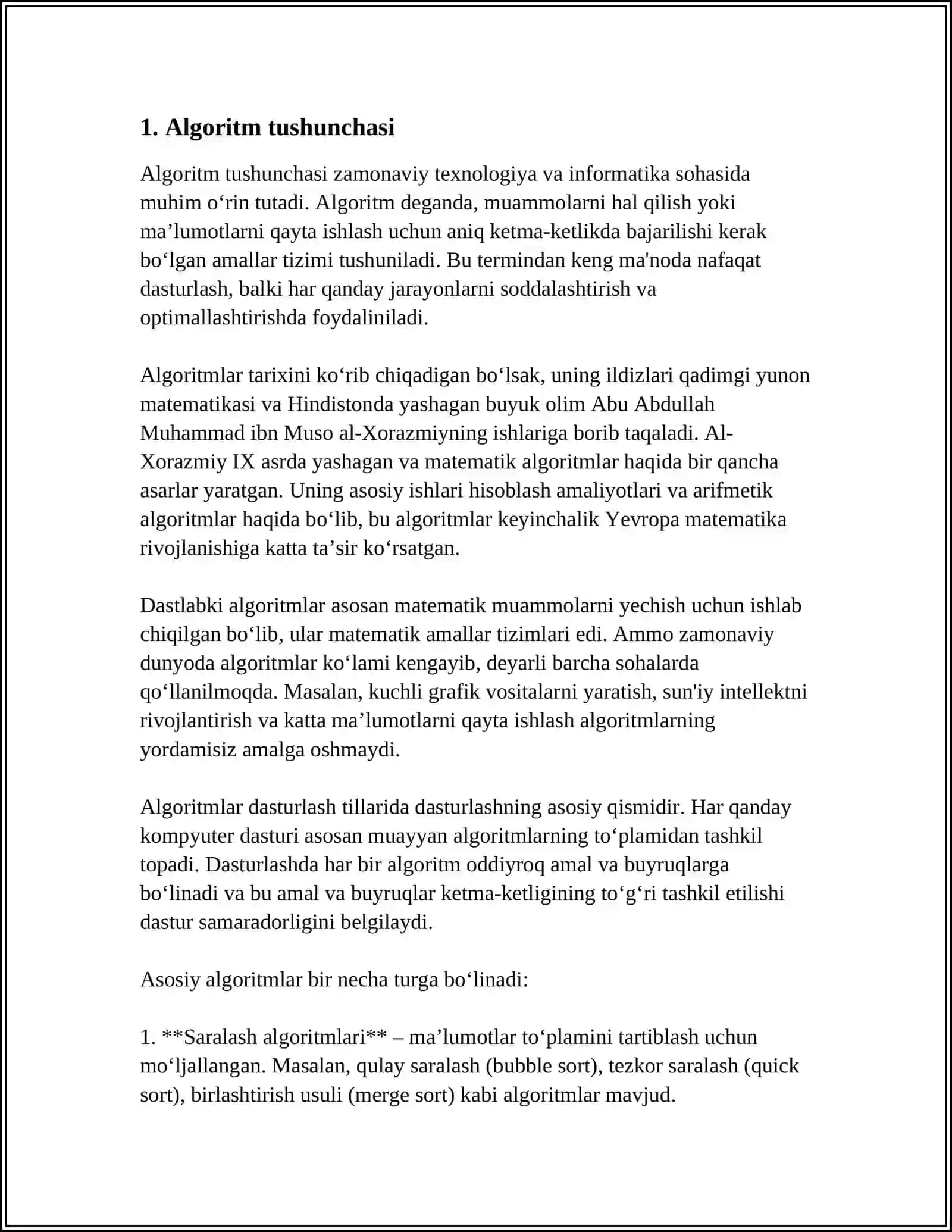 ALGORITM TUSHUNCHASI VA UNING XUSUSIYATLARI 3