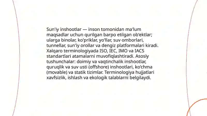 Sun'iy Inshootlarning Xalqaro Tasniflari 3