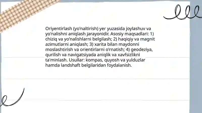 Oriyentirlash (yo'naltirish) 3