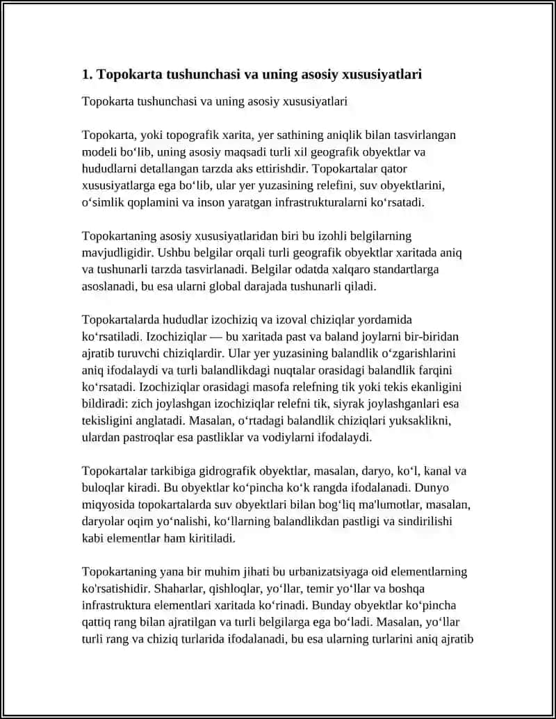 TOPOKARTA, TOPOPLAN VA PROFIL HAQIDA TUSHUNCHA 3