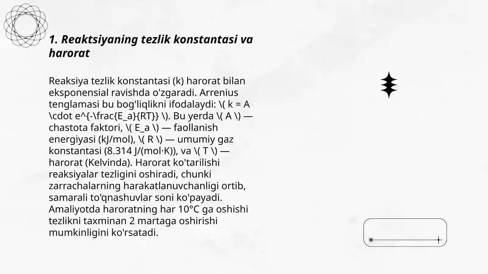 Haroratning tezlik konstantasiga ta'siri 3