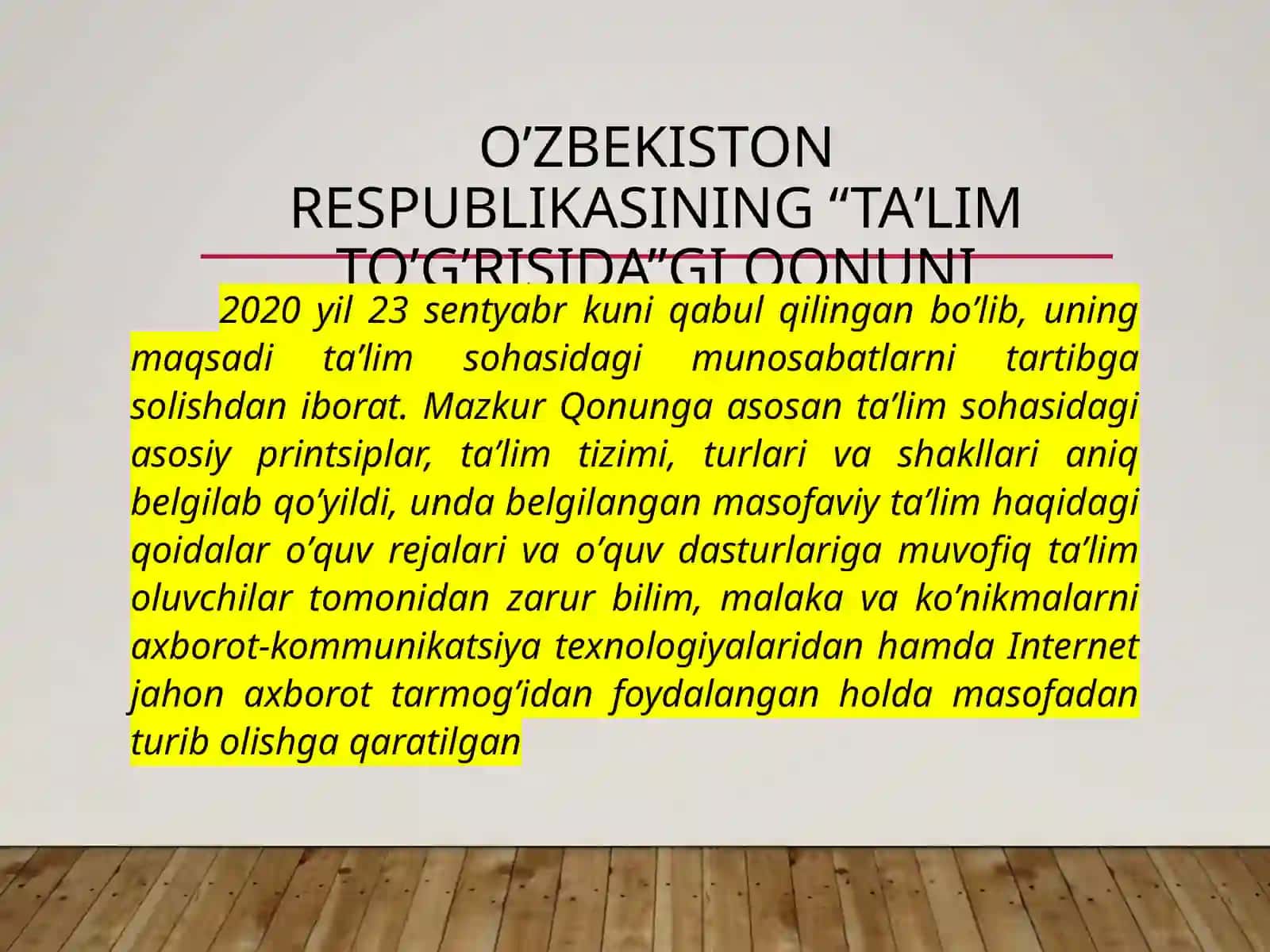 “taʼlim toʼgʼrisida”gi qonunning mazmun-mohiyati 3